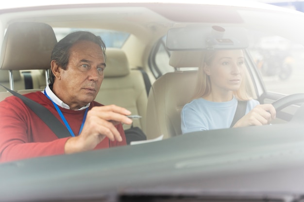 Person taking driver's license exam