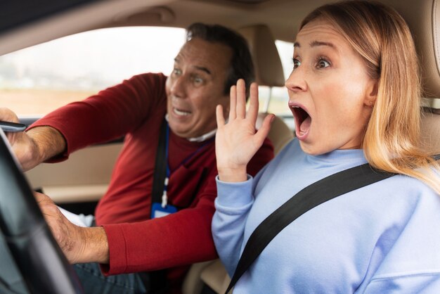 Person taking driver's license exam