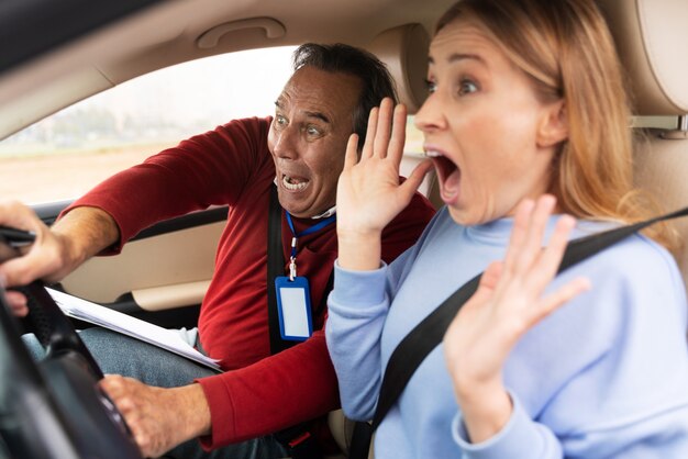 Person taking driver's license exam