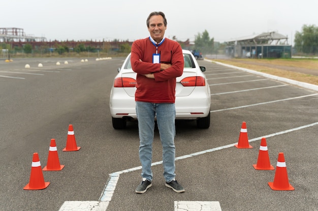 Person taking driver's license exam