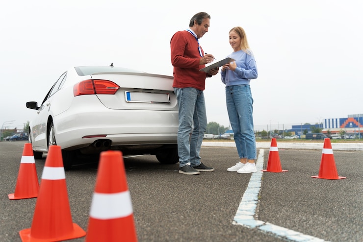 Free Photo person taking driver's license exam
