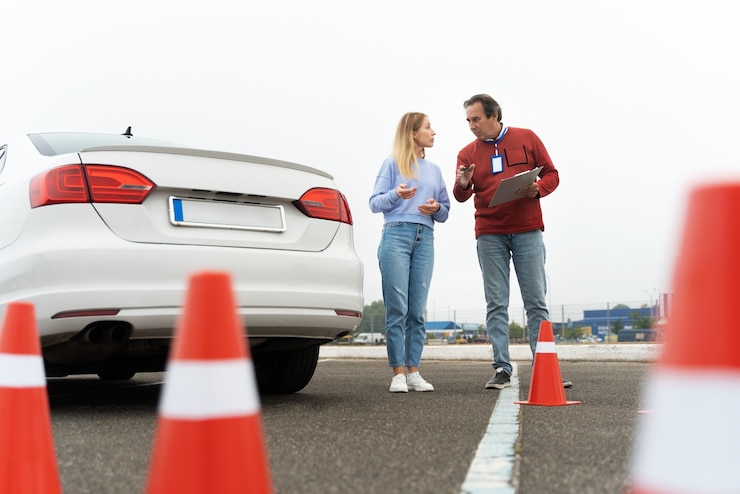 Free Photo person taking driver's license exam
