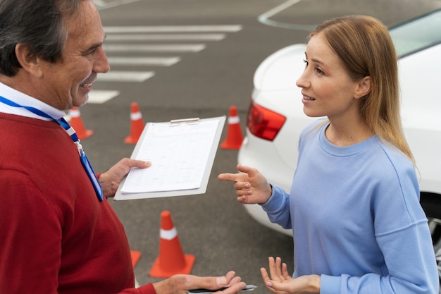 Free photo person taking driver's license exam