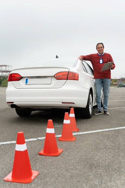 Person taking driver's license exam