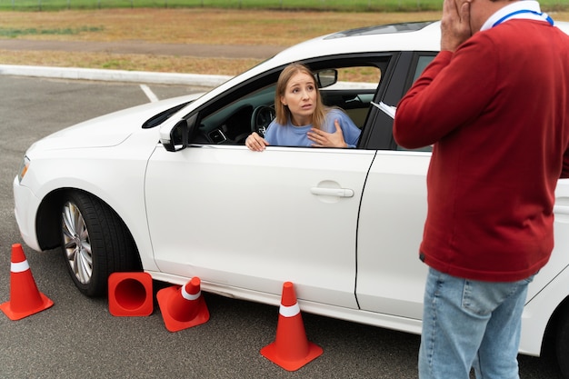 Person taking driver's license exam