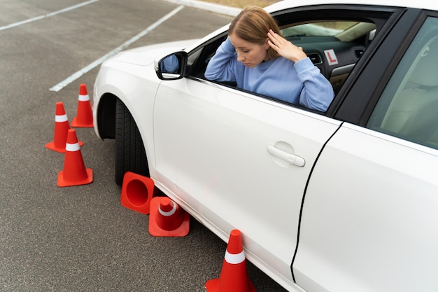 Free photo person taking driver's license exam