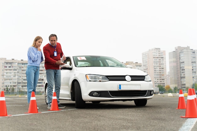 Person taking driver's license exam