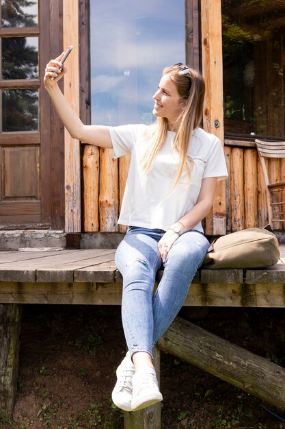 Person taking a selfie with herself