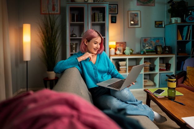 Person talking on video call