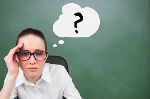 a person thinking of a question mark