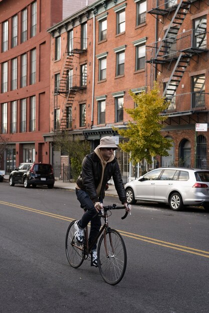 Person using eco transport in new york