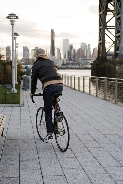 Person using eco transport in new york