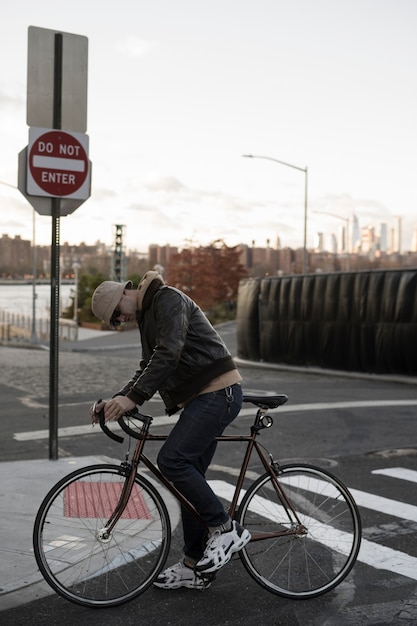 Person using eco transport in new york