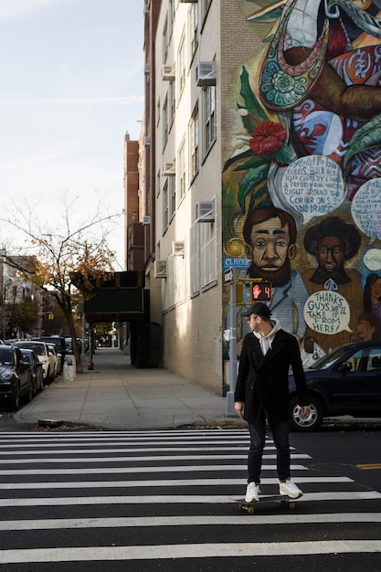 Person using eco transport in new york