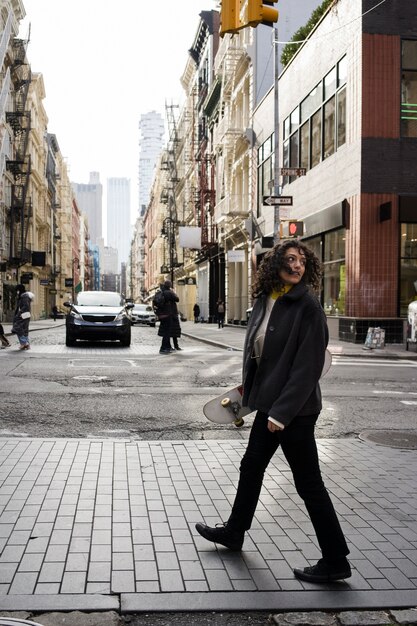 person using eco transport in new york