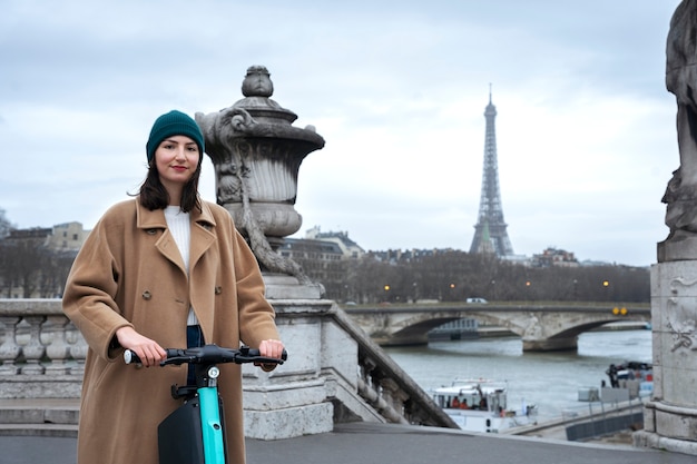 Person using electric scooter in the city