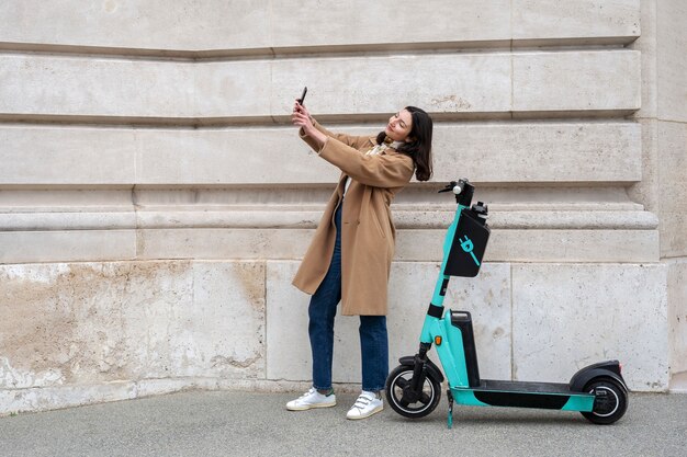 Person using electric scooter in the city