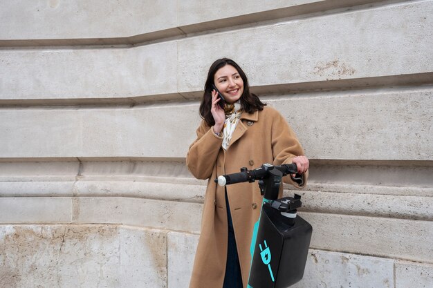 Person using electric scooter in the city