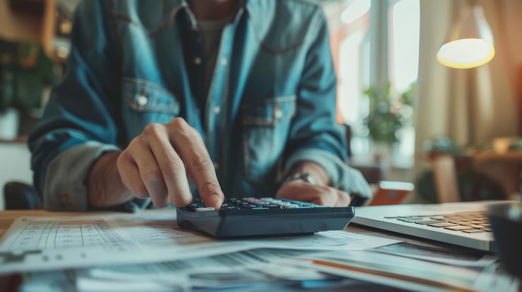 Free Photo person using a financial calculator planning their savings and investments