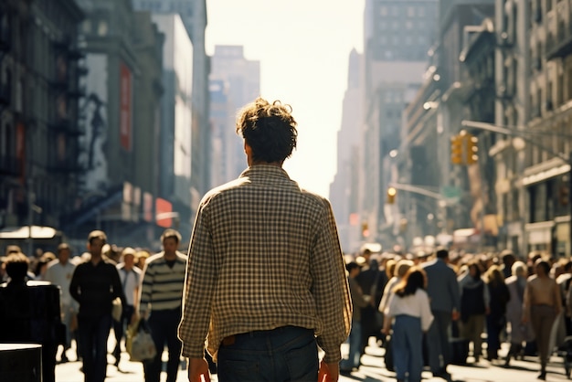 ニューヨーク市を歩いている人