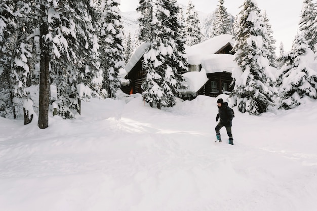 Person walking in snow