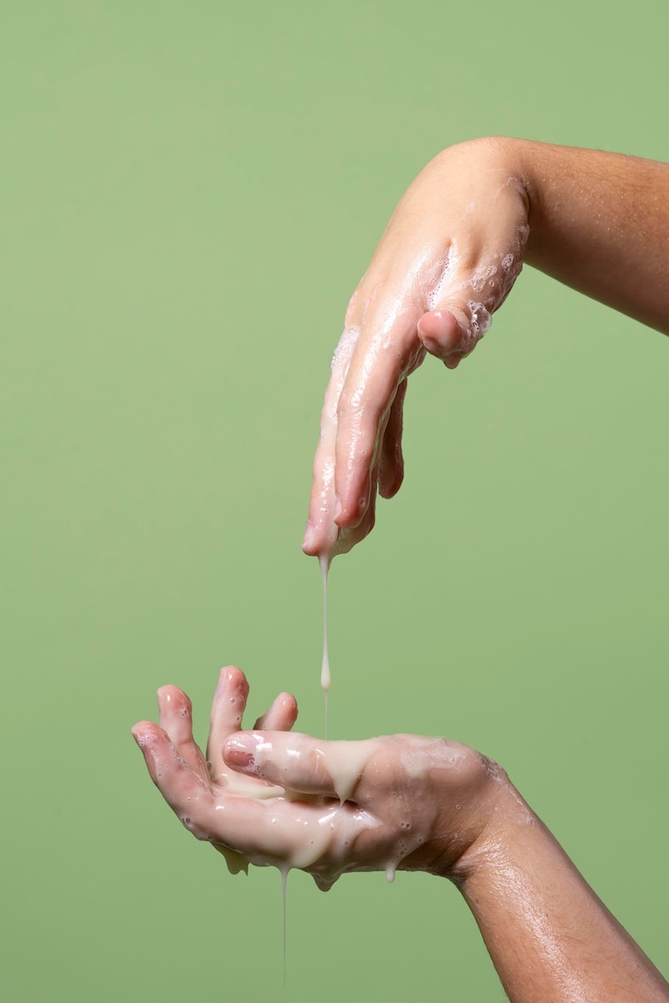 Free Photo person washing its hands close-up