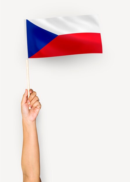 チェコ共和国の旗を振る人