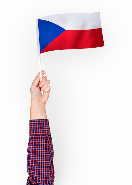 Person waving the flag of Czech Republic