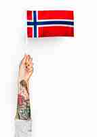 Free photo person waving the flag of kingdom of norway