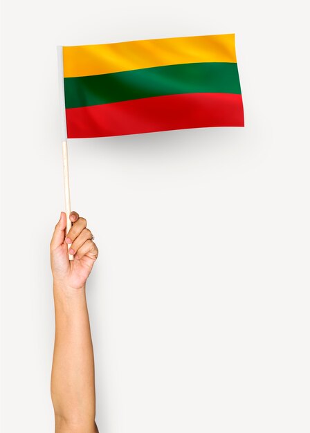 리투아니아 공화국의 깃발을 흔들며 사람