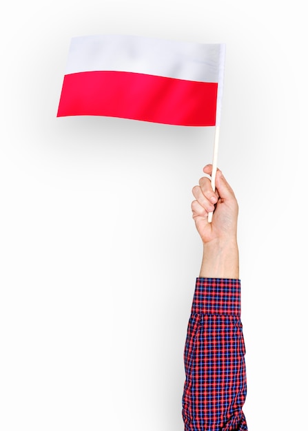 ポーランド共和国の旗を振る人