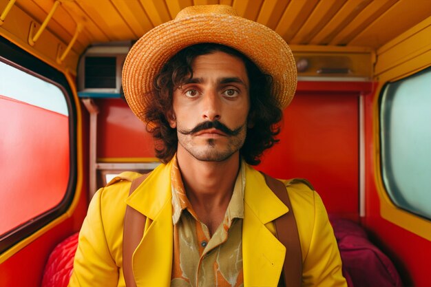 person wearing colorful fashion