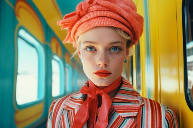 Person wearing colorful fashion