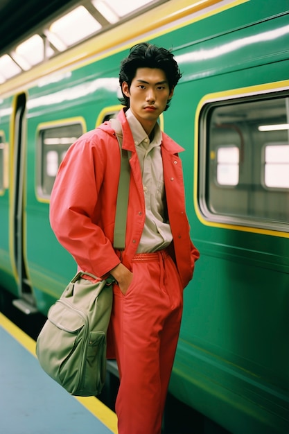 Person wearing colorful fashion