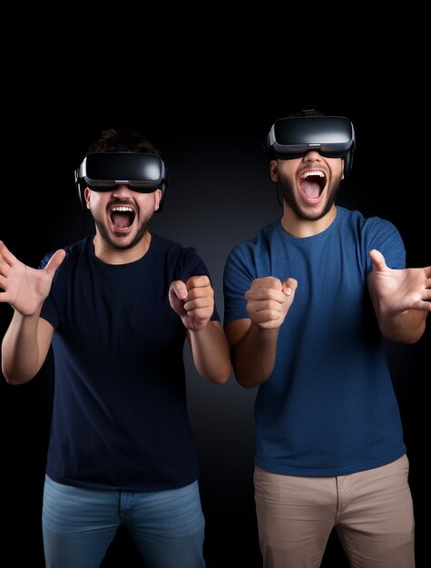 Человек, носящий футуристические очки виртуальной реальности для игр