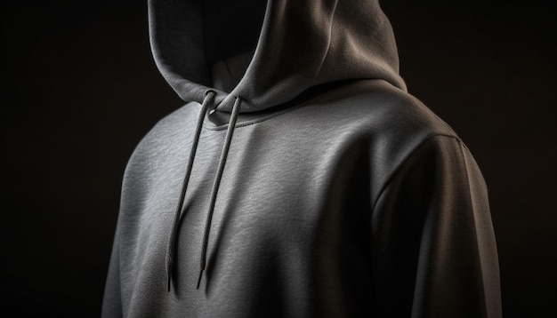 Free photo a person wearing a hoodie with a face on it