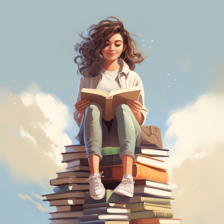 Бесплатный Фотография человек с книгами в стиле цифрового искусства на день образования