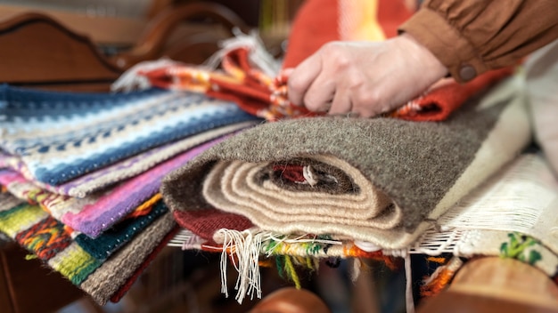 Person working in an embroidery workshop