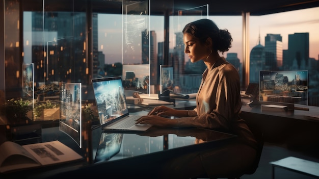 Person working in a futuristic office