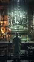 Бесплатное фото Человек, работающий в лаборатории ядерных исследований