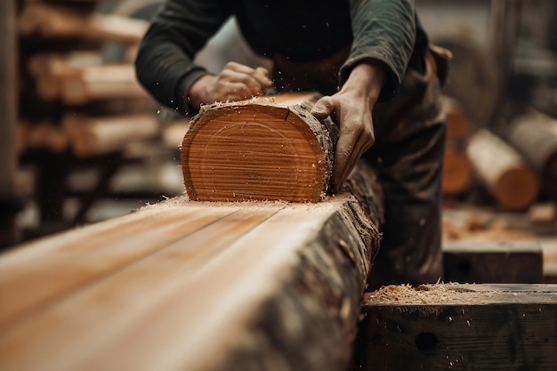 Free photo person working in the wood working industry and factory