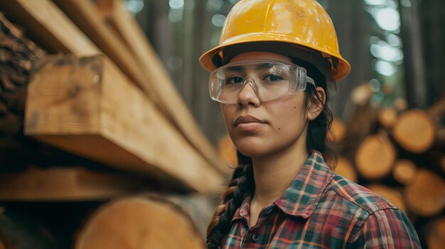 Person working in the wood working industry and factory