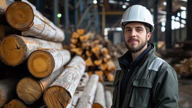 Person working in the wood working industry and factory