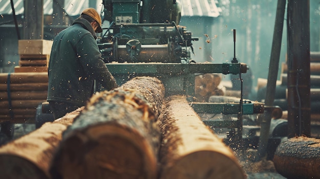 Free photo person working in the wood working industry and factory