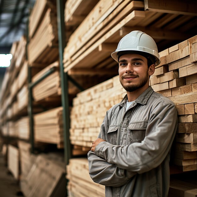 Person working in the wood working industry and factory