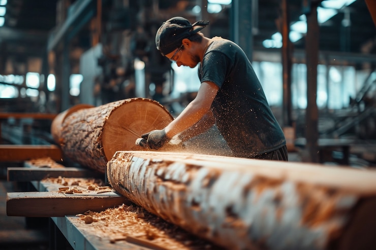 Free Photo person working in the wood working industry and factory