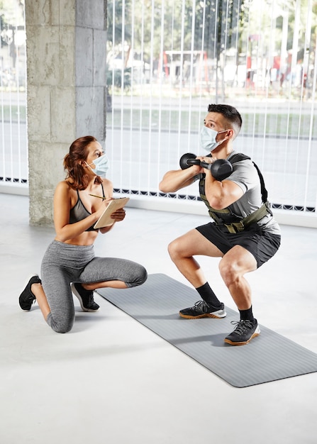 Free photo personal training concept with masks