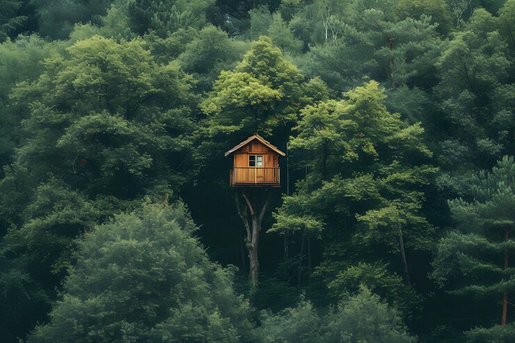 Free Photo perspective of tree with beautiful canopy and tree house