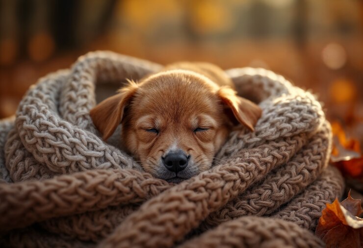 Free Photo pet in cozy autumn scarf