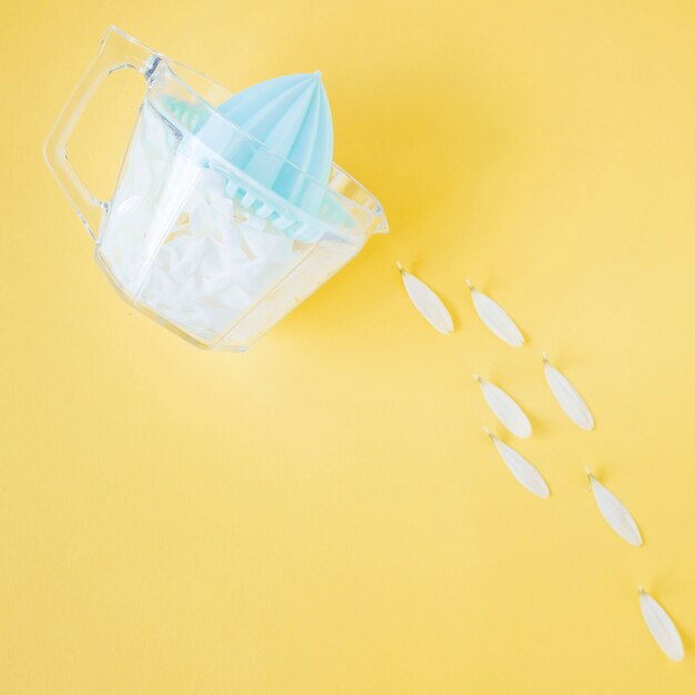 Petals flowing from juicer jug